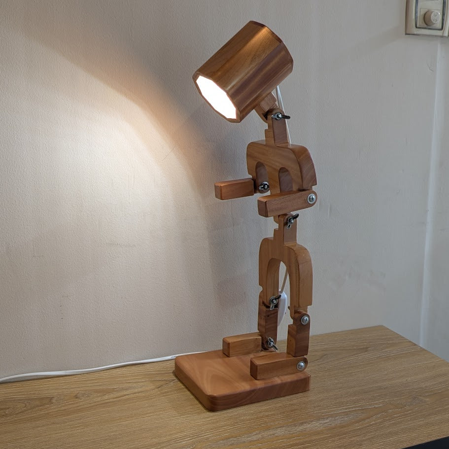 Wooden Robot Lamp