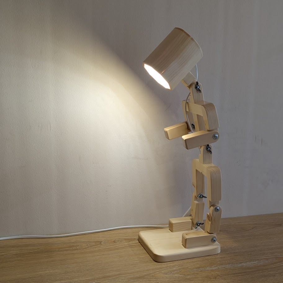 Wooden Robot Lamp